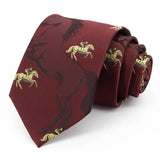 Riolio  New Year Horse Neckties Adult Animal Flower Red Neck Ties Luxury Casual Polyester 8cm Tie Wedding Suit Accessories