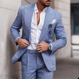 Riolio Linen Suits For Men Wedding 2 Piece Set Single-Breasted Luxury Notched Lapel Top+pants  Trajes Elegante Para Hombre