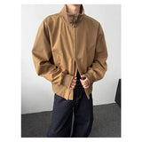 Riolio  American Jacket Men's Autumn Workwear Short Stand Collar Jacket Outdoor Waterproof Coats
