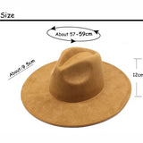 Riolio  European US New 9.5cm Big Brim Suede Top Hat for Women Men Fashion Peach Heart Top Jazz Fedora Hats for Party Wedding Felt Cap
