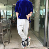 Riolio  Mens T-Shirt Gold Velvet Casual T-Shirt Spring Autumn Fashion Personality Streetwear All-Match Solid Color Tops Men'S Clothing