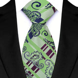 Riolio  Luxury 8CM Mens Necktie Green Color Floral Paisley Ties For Man Groom Jacquard Woven Neck Tie For Business Wedding Party