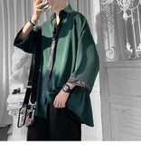 Riolio Spring Summer New Solid Color Short Sleeve Men's Clothing Loose Oversized Fashion Casual Lapel Single-breasted Youth Shirt