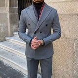 Riolio  New Vintage Men's Suit 2 Pieces Business Formal Casual Double Breasted Slim Fit Suits Party Wedding Dress Costume Male Suit