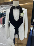 Riolio  New Luxurious Beaded Tuxedo 3 Pieces Blazer Vest Pants For Men Party Prom Wear Handsome Shawl Lapel Men's Suits