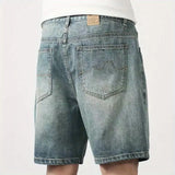 Riolio  Cowboy Shorts Men Summer Loose Pocket Straight Cylinder Trend Casual Middle Pants Washing Nostalgia Versatile Quarter Pants
