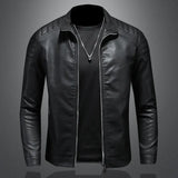 Riolio Men's standing collar Jacke, motorcycle clothing, fashion trend personalized leather men's jacket