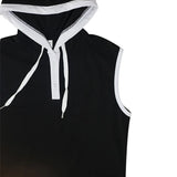 Riolio  Summer Tank Top for Men American Retro Handsome Loose Casual Simplicity Solid Color Button Hooded V Neck Sleeveless Chic Tops
