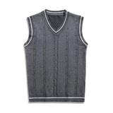 Riolio  European American Sleeveless Sweater Autumn Winter New Style Men's Youth Vest Knitwear Sleeveless Cardigan V Neck Pullover Top