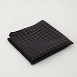 Riolio  24cm Korean Striped Plaid Pocket Square Men Young Boys Brown Casual Handkerchief Scarf Personalized Versatile Suit Pocket Towel