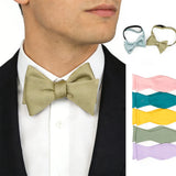 Riolio  Men's Adjustable Satin Self Bow Tie Handmade Solid Color Polyester Smooth Bowtie Classic Business Wedding Party Tie Bowknot Gift