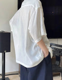 Riolio 2024 Summer Slightly Transparent Linen Short Sleeve Shirt Women Design Sense Lapel Loose Silhouette Cool Top Female