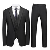 Riolio M-6XL Double Vent Mens Suit ( Blazer+Vest+Pants) Solid Color Formal Office Business Suit Three-piece Groom's Wedding Dress Party