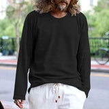 Riolio Spring And Autumn Korean Style Sweater Men's Casual Loose Plus Size men's Clothing Waffle Fabric Crew-neck Long-sleeved Pullover