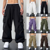 Riolio Oversized Cargo Parachute Pants Men Streetwear Vintage Y2k Hip Hop Wide Leg Joggers Baggy  Casual Sweatpants Cargo Pants