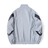 Riolio  Night Reflective Jacket Men Outdoor Running Cycling High Visibility Safety Clothes Fashion Spliced Stand Collar Windproof Coats