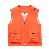 Riolio  Men Multi Pocket Utility Work Vest V Neck Full Zip Sleeveless Jacket Lightweight Outdoor Photography Fishing Cargo Waistcoat