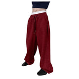 Riolio  Men Drawstring Waist Loose Straight Leg Wide Leg Sports Sweatpants With Pockets