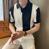 Riolio  Men's Summer Youth Loose and Versatile Lapel Shirt Student Handsome Slim Men's Short-sleeved Breathable Top