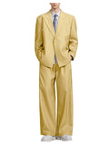 Riolio  Men's Pinstripe 2-Piece Suit Set Double Breasted Blazer Loose Wide Leg Pants Oversized Formal Business Tuxedo Wedding Prom Party