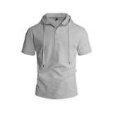Riolio  Men's Linen Blend Hooded Polo Shirt Summer Casual Short Sleeve Solid Beach T-shirt