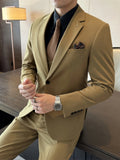 Riolio  Handsome Slim Fit Men's Tuxedo 2 Pieces Jacket Pants Wedding Groom Sets One Button Formal Business Suit Set Office Wear In Stock