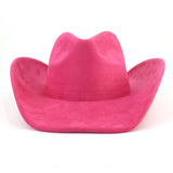 Riolio  Western Big Roll Brim Cowboy Hat Top Cap for Men Women Pink Cowgirl Hat Felt Fedora Hats Outdoor Riding Sun Hat