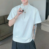 Riolio  Niche Stand-up Collar T-shirt Men Polo Shirt Summer Loose Short-sleeved Top T-shirt