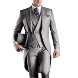 Riolio  Men's Monochromatic Tuxedo Set Business Smoking Wedding Dress Blazer 3-Piece Jacket Vest Pant Suit for Formal Occasions