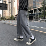 Riolio  Fashion Solid Color Personality Pocket Men's Cargo Pants Classic Loose Straight Cylinder Street Casual Wide-leg Male Trousers
