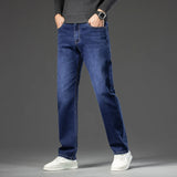 Riolio  Autumn New Men's Straight Loose Dark Gray Jeans Classic Style High Elasticity Baggy Pants Male Plus Size 40 42 44