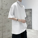 Riolio  Streetwear Turtleneck Men Tshirt Solid Hip Hop Male Oversized T shirts Man Casual Short Sleeve Top Tees Black/White/Purple