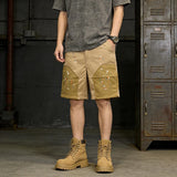 Riolio  Fashion Men Spliced Color Blocking Cargo Pants Summer Lightweight Comfortable Breathable Jeans Male Loose Straight Leg Shorts