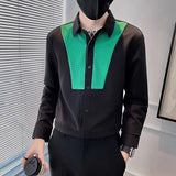 Riolio  High-end Color Block Shirt Men's Long-sleeved Fashionable Casual Shirt Fashionable Trendy Men