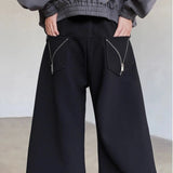 Riolio  Mens Trousers Zipper Pocket Design Casual Pants Streetwear Fashion Youth Campus Luxury Niche Wide-Leg Pants Men'S Wear New