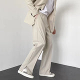 Riolio  Grey Black Suit Pants Men Fashion Society Mens Dress Pants Korean Loose Straight Wide Leg Pants Mens Office Formal Trousers