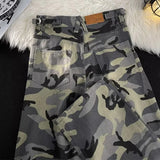 Riolio Men Camouflage Pants American Style Vintage Loose Straight-Leg Bell Bottoms High Street Punk Casual Loose-fit Long Pants Niche