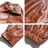 Riolio PU Leather Jackets Men Bomber Coats American Retro Streetwear Chic Handsome Zip-Up Y2k Clothes Cool Pure Minimalist Chaqueta New