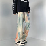 Riolio  New Fashion Graffiti Tie-dye Jeans Hip Hop Rock Loose Straight Trousers for Men and Women Retro Harajuku Streetwear Pants