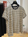 Riolio  Streetwear Fashion Mens T Shirts Striped Textured Breathable Loose T-shirt For Men Summer New Casual Crew Neck Short Sleeve Tees