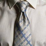 Riolio  New Luxury Silk Neckties Plaid Diamond Pattern Neck Ties For Men 10CM Casual Gray Green Soft Tie Groom Wedding Accessories