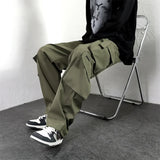 Riolio New Outdoor Multi-pocket Cargo Pants For Men Autumn Casual Drawstring Baggy Wide-leg Trousers Hip Hop Fashion Pantalones Hombre
