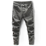 Riolio  Spring and Autumn New Classic Fashion Retro Striped Small Foot Pants Men's Casual Slim Comfortable High-Quality Jeans 28-36