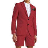 Riolio  Men's Slim Fit 2-Piece Suit Set with Notched Lapel Blazer And Shorts Tuxedo Fashion Summer Wedding Sports