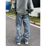 Riolio  American Trendy Street Men and Women Hip Hop Personalized Straight leg Jeans Couple Loose Wide Leg Retro Casual Pants y2k