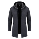 Riolio Men's Winter Padded Jacket Thick Fleece Long Jackets Coat Knitting Sweaters Hooded Zipper Cardigan Male Overcoat