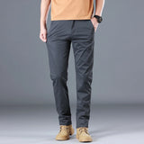 Riolio  Men's High Quality Pure Cotton Classic Solid Color Casual Pants Business Stretch Cotton Slim Straight Brand Trousers Male