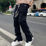 Riolio Casual Chic Mens Baggy Cargo Pants Techwear Black Y2k Stylish Streetwear Joggers Men's Trousers Hip Hop Punk Harem Pants for Men