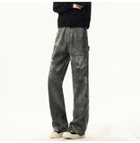Riolio High quality Jeans Leopard Personality design Pockets Jeans Male American Style High Street Denim Pants Classic Denim Trousers