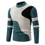 Riolio High Quality Men's New Autumn and Winter Casual Warm Color Block Sweater Knit Tops Man Clothes